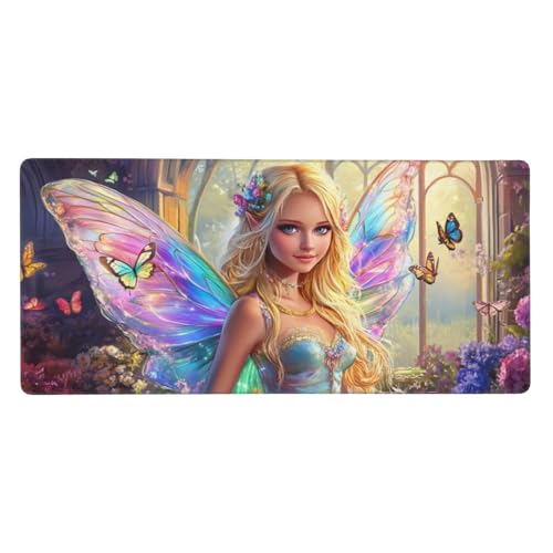 Gaming Mauspad Schmetterling Schreibtischunterlage Mädchen Mauspad XXL 900 x 400 x 3mm, Wasserdicht Mauspad Gaming Zubehör Verbessert Präzision und Geschwindigkeit, Mouse Pad für Office Deko -14 von Jvyaeen