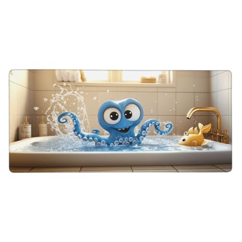 Karikatur Mauspad, Mousepad XXL 700 x 300 x 3mm Groß Gaming Mauspad Oktopus Mouse Pad, rutschfeste Gummibasis,Vernähte Kanten WassXerdicht Großer Erweiterter Schreibtisch Schutz Für Zimmer Deko -142 von Jvyaeen