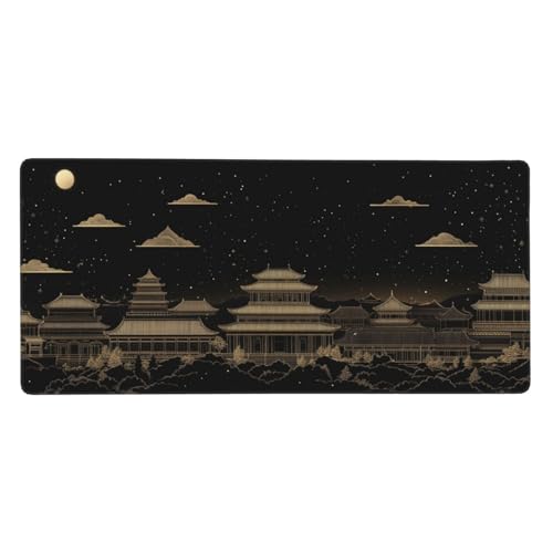 Mond Mauspad, Mousepad XXL 1500 x 800 x 3mm Groß Gaming Mauspad Landschaft Mouse Pad, rutschfeste Gummibasis,Vernähte Kanten WassXerdicht Großer Erweiterter Schreibtisch Schutz Für Zimmer Deko -50 von Jvyaeen