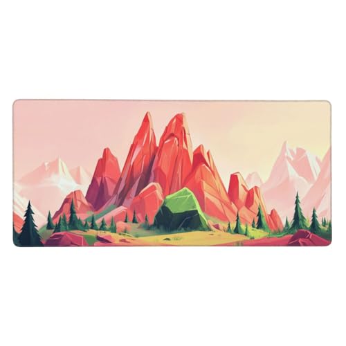 Rot Mauspad, Mousepad XXL 1500 x 800 x 3mm Groß Gaming Mauspad Berg Mouse Pad, Rutschfeste Gummibasis,Langlebig Vernähte Kanten WassXerdicht Großer Erweiterter Schreibtisch Schutz Für Zimmer Deko -755 von Jvyaeen