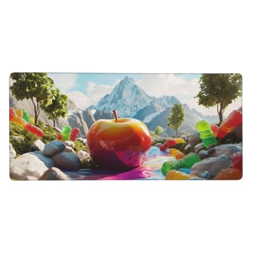 Rot Mauspad, Mousepad XXL 1500 x 800 x 3mm Groß Gaming Mauspad Obst Mouse Pad, Rutschfeste Gummibasis,Langlebig Vernähte Kanten WassXerdicht Großer Erweiterter Schreibtisch Schutz Für Zimmer Deko -119 von Jvyaeen