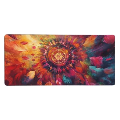 Rot Mauspad, Mousepad XXL 700 x 300 x 3mm Groß Gaming Mauspad Traumfänger Mouse Pad, rutschfeste Gummibasis,Vernähte Kanten WassXerdicht Großer Erweiterter Schreibtisch Schutz Für Zimmer Deko -661 von Jvyaeen