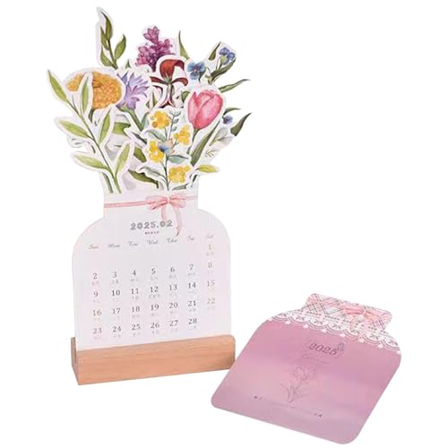 Blumen-Tischkalender, Vasenförmiger Tischkalender, dekorativer Kalender, Schreibtischdekorationen mit Sockel, Organisations- und Planungskalender für Zuhause, Büro oder Arbeitszimmer von Jyxuyy