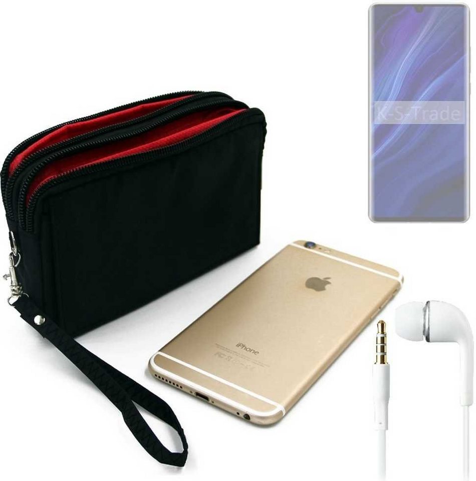 K-S-Trade Handyhülle für Huawei P30 Pro New Edition, TOP SET Handy Hülle Gürteltasche schwarz + Kopfhörer Travel Bag von K-S-Trade