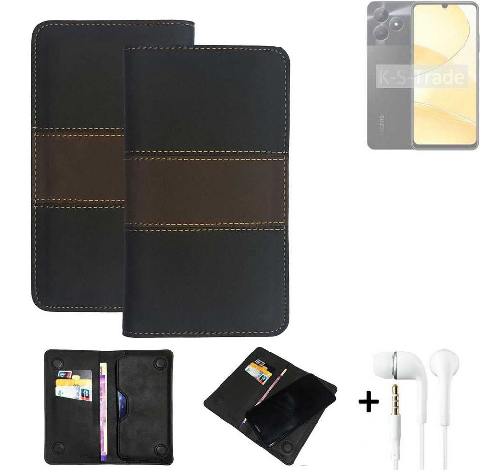 K-S-Trade Handyhülle für Realme C51s, Handyhülle + Kopfhörer Schutzhülle Walletcase Bookstyle Tasche von K-S-Trade