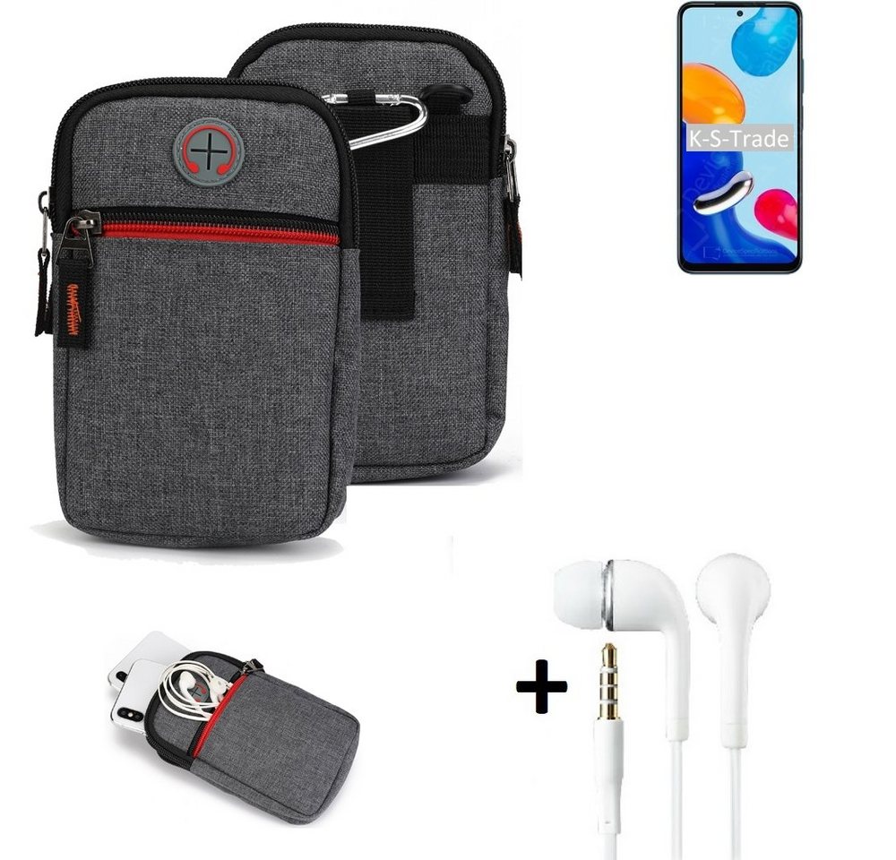 K-S-Trade Handyhülle für Xiaomi Redmi Note 11 Global, Gürteltaasche + Kopfhörer Handy Tasche Holster Schutz Hülle von K-S-Trade