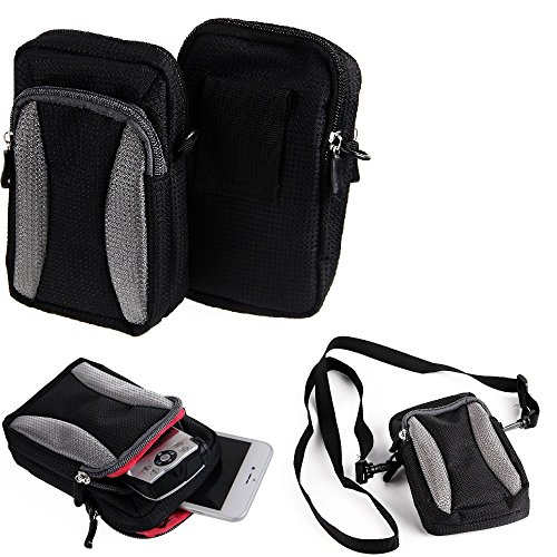 K-S-Trade Qualitativ & Innovativ Fototasche Für Nikon Coolpix P7800 Gürtel-Tasche Holster Umhänge Tasche Kameratasche, Schwarz-grau Brust-Beutel von K-S-Trade