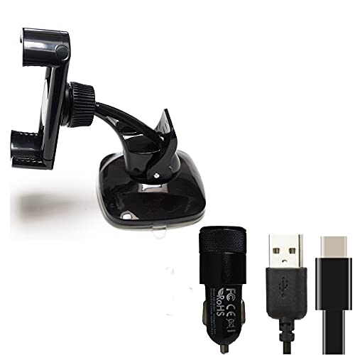 K-S-Trade Qualitativ & Innovativ Handy-Halterung Für Honor Magic5 Windschutzscheibe/Armaturenbrett + LADEGERÄT Mit Mico USB Kabel Autohalterung von K-S-Trade