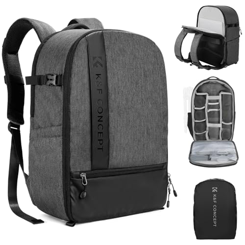 K&F Concept 18L Kamerarucksack für Fotografen, große Kapazität, Kamerataschen mit Regenschutz, 15,6-Zoll-Laptopfach für Kamera-Drohnentaschen von K&F Concept