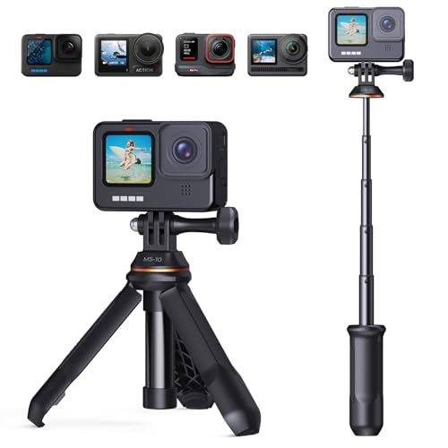 K&F Concept MS10 GoPro stativ, GoPro Selfie Stick,Mini Stativ mit Teleskop Pole,33CM Tischstativ, Tragbare SelfieStick Kompatibel mit GoPro, DJI Osmo Action、Insta 360 von K&F Concept