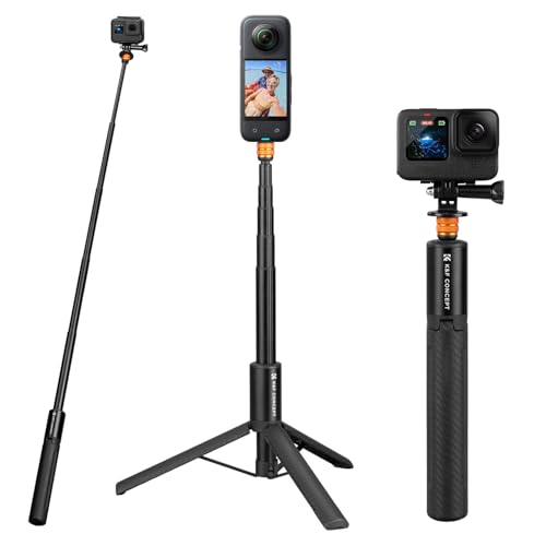 K&F Concept MS21 Selfie Stick Stativ für Insta360,Unsichtbarer Selfie-Stick mit Adapter,Ausziehbar Selfie Stick für Insta 360 Ace/Ace Pro/X4/X3/ONE X2/ONE X,DJI Osmo Action,AKASO Action Kamera von K&F Concept