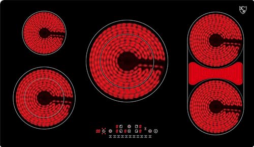K&H 5 Zonen Glaskeramikkochfeld Elektrokochfeld 90cm Elektro Autark Eigebaut NC-10209 von K&H