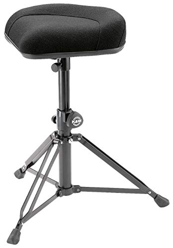 K&M 14056 Drummersitz Nick Schwarz - Stahl, Stoff-Bezug - Ergonomischer Hocker für Schlagzeuger - großer Sitz, klappbar von K&M