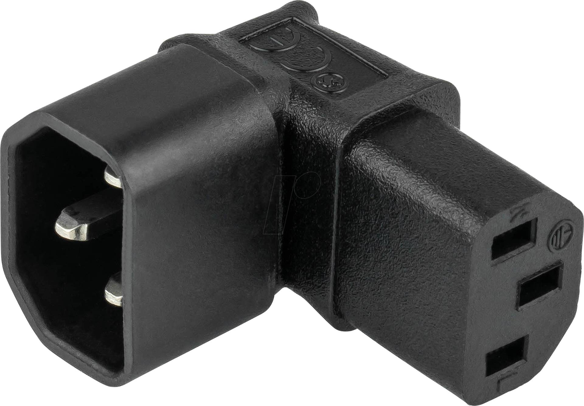 KM SKA-1433S - Netzadapter, Stecker C14 auf Buchse C13, abgewinkelt, schwarz von KABELMEISTER