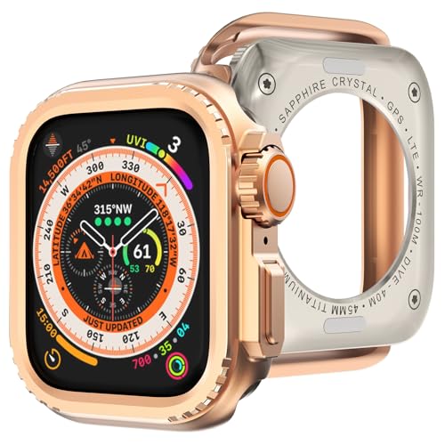 KADES 3-in-1-Metallgehäuse, kompatibel mit Apple Watch Serie 9/8/7, 45 mm, robuster Stoßstangenschutz, verwandelt sich in ein Ultra 2/1-Upgrade mit Uhrenkrone und Uhrenrückabdeckung von KADES