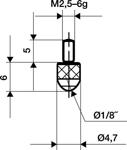 KÄfer Messeins.L.6mm KGL M2,5 STA z.Messuhren 22201 von KÄfer