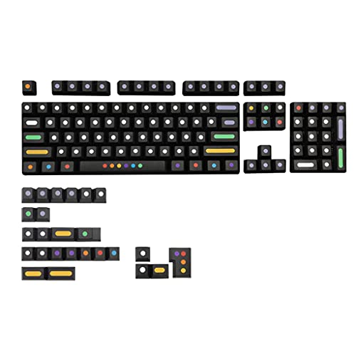 Mechanische Tastatur-Tastenkappe, schwarze Punkte, 129 Tasten, Farbstoff-Sub-Tastenkappe für MX 61/87/104/108 von KAHDGSS