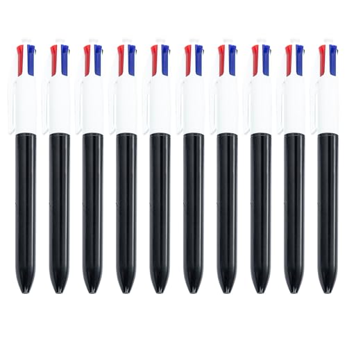 10 Stück mehrfarbiger Kugelschreiber, einziehbar, 4-Farben-in-1-Kugelschreiber für Studenten, Erwachsene, Planer, Kalender, Journaling von KAKASEA