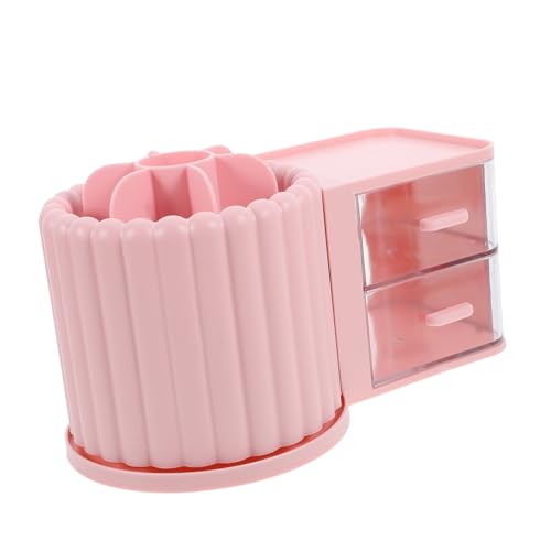 KALLORY Für Stifte Drehbarer Stift-organizer Stift-organizer-aufbewahrung Stationärer Schreibtisch-organizer Mit Fach Rotierender Kosmetikpinselhalter Stifthalter Rosa Abs von KALLORY