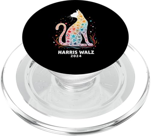 HARRIS WALZ 2024 Florale Katzen-Silhouette PopSockets PopGrip für MagSafe von KAMALA HARRIS 2024