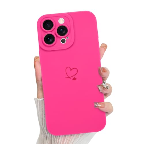 KANGHAR Kompatibel mit iPhone 16 Plus Hülle, Silikon, Liebesherz, niedliches Muster, Kameraschutz, weiche, schlanke Handyhülle für Mädchen und Frauen, Hot Pink von KANGHAR