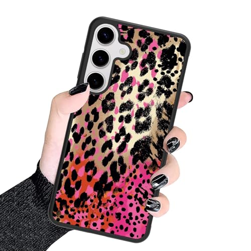 KANGHAR Schutzhülle für Samsung Galaxy S25 Plus 5G, Leoparden-Design, Reifenstruktur, rutschfest und stoßfest, robuste TPU-Schutzhülle für Galaxy S25 Plus, rosa Leopardenmuster von KANGHAR