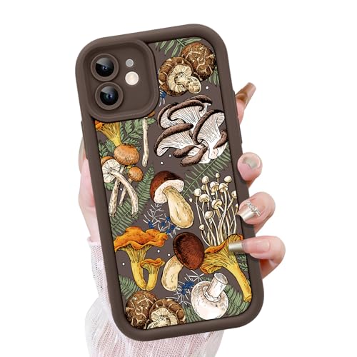 KANGHAR Schutzhülle für iPhone 12, süßes Pilzkunst-Design, weiches TPU, stoßfest, für Damen und Mädchen, schlanke Handyhülle, Braun von KANGHAR