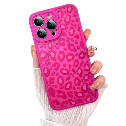 KANGHAR Schutzhülle für iPhone 13 Pro Max, Leopardenmuster, niedlicher Gepard [kompatibel mit Magsafe], magnetische Schutzhülle für Mädchen und Frauen, 6,7 Zoll, Hot Pink von KANGHAR