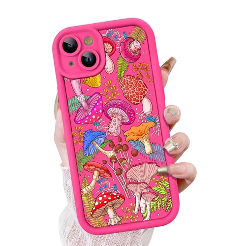 KANGHAR Schutzhülle für iPhone 14 Plus, süßes Pilzkunst-Design, weiches TPU, stoßfest, für Damen und Mädchen, schlanke Handyhülle, Hot Pink von KANGHAR