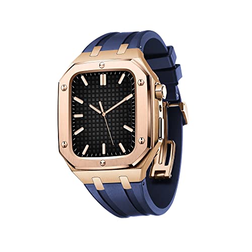 KANUZ Armband für Apple Watch, 45 mm, 44 mm, für Herren und Damen, Militär-Metallgehäuse mit Silikonband, stoßfester Stoßfänger für IWatch Serie 7/SE/6/5/4, Business-Casual-Stil, Uhrenarmband (Farbe: von KANUZ