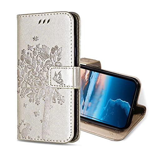 KANVOOS Handyhülle für Samsung Galaxy A25 5G Hülle, PU Leder Schutzhülle mit Kartenfach, Flip Case Klappbar Stoßfeste Hülle für Samsung A25 5G (Gold) von KANVOOS