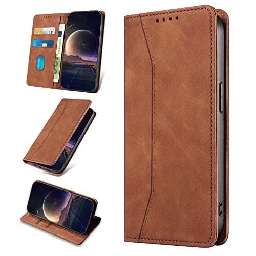 KANVOOS Handyhülle für iPhone 16 Pro Max Hülle, Premium PU Leder Flip Klappbar Stoßfeste Schutzhülle [Kartenfächern], Wallet Case Hülle für iPhone 16 Pro Max (Braun) von KANVOOS