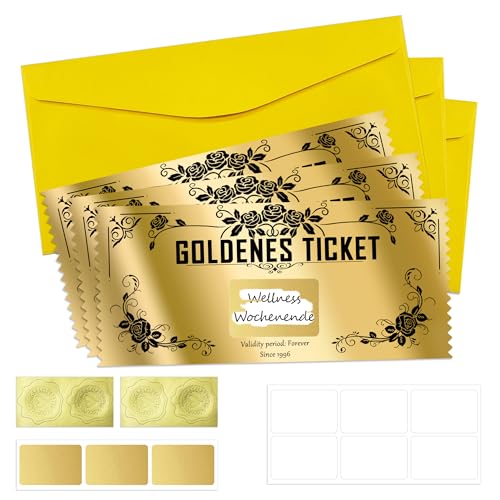 KAOTPO Gutschein zum selber ausfüllen mit Rubbellos, Goldenes Ticket mit Rubbelkarten zum selber beschriften, Geschenke für Frauen, Reisegutschein (3 Stück, Romantische Rose) von KAOTPO