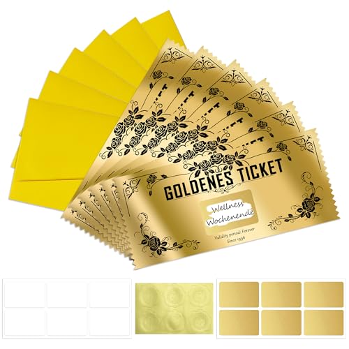 KAOTPO Gutschein zum selber ausfüllen mit Rubbellos, Goldenes Ticket mit Rubbelkarten zum selber beschriften, Geschenke für Frauen, Reisegutschein (6 Stück, Romantische Rose) von KAOTPO