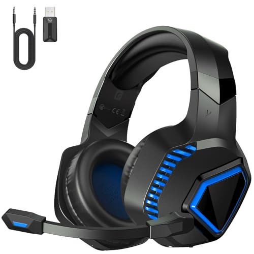 Gaming Headset Wireless, Gaming Kopfhörer Kabellos for PS5/PS4/PC/Switch/Mac, Headset mit Mikrofon Noise Cancelling, Bluetooth 5.2, 3D Surround-Sound, Kopfhörer mit Kabel 3.5mm for Xbox Series. von KAPEYDESI