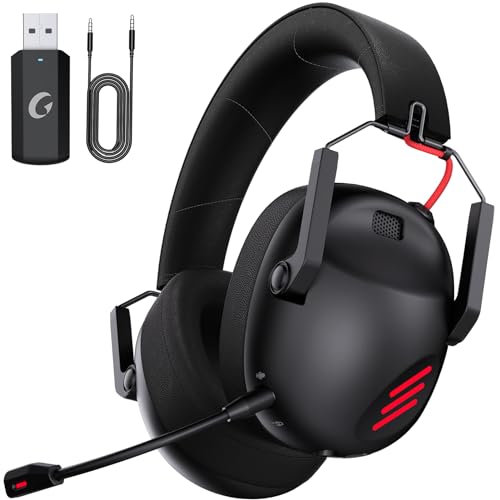 KAPEYDESI Gaming Headset Wireless, Gaming Headset PC für PS4/PS5/PC/Switch, PS5 Headset with Noise Cancelling Mikrofon, Low Latency, Bluetooth 5.3, Lightweight, 50 Hours Battery Life - Schwarz von KAPEYDESI