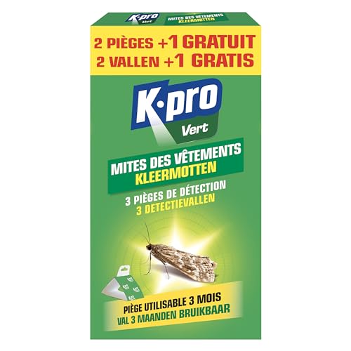 K.PRO VERT - Mottenfalle - Geruchlos - 3 Monate verwendbar - 2 Fallen + 1 Gratis - Professionelle Technik von KAPO