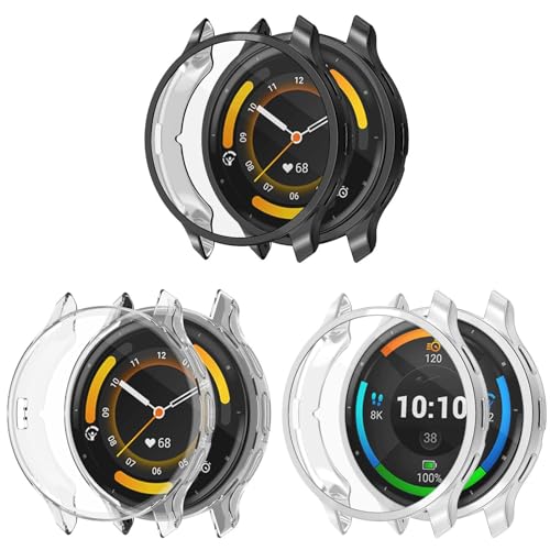 3 Stück Schutzhülle Kompatibel mit Garmin Venu 3S, Flexibles TPU Vollschutz mit Displayschutzfolie Kratzfest Displayschutz Schutz Hülle für Garmin Venu 3S Smartwatch 41mm (Schwarz/Klar/Silber) von KAREN66