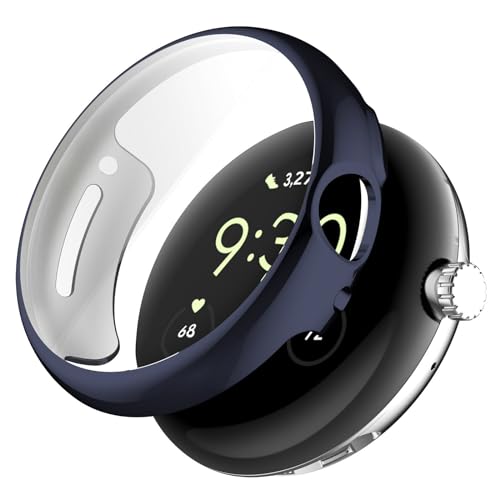 Schutzhülle Kompatibel mit Google Pixel Watch 2, Flexibles TPU Vollschutz mit Displayschutzfolie Kratzfest Displayschutz Schutz Hülle für Google Pixel Watch 2 (Blau) von KAREN66