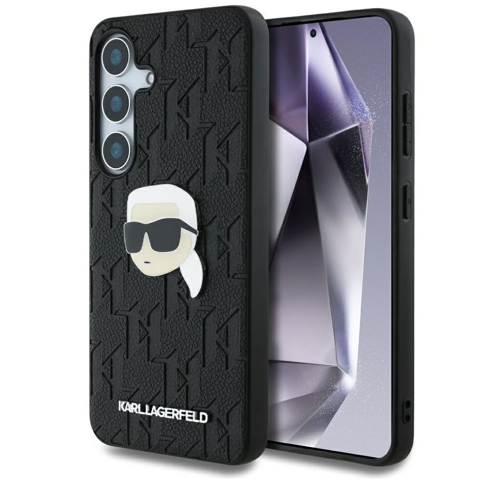 KARL LAGERFELD Handyhülle Galaxy S25 Plus Kunststoff schwarz Figur Logo Metall 6,7 Zoll, Kantenschutz von KARL LAGERFELD