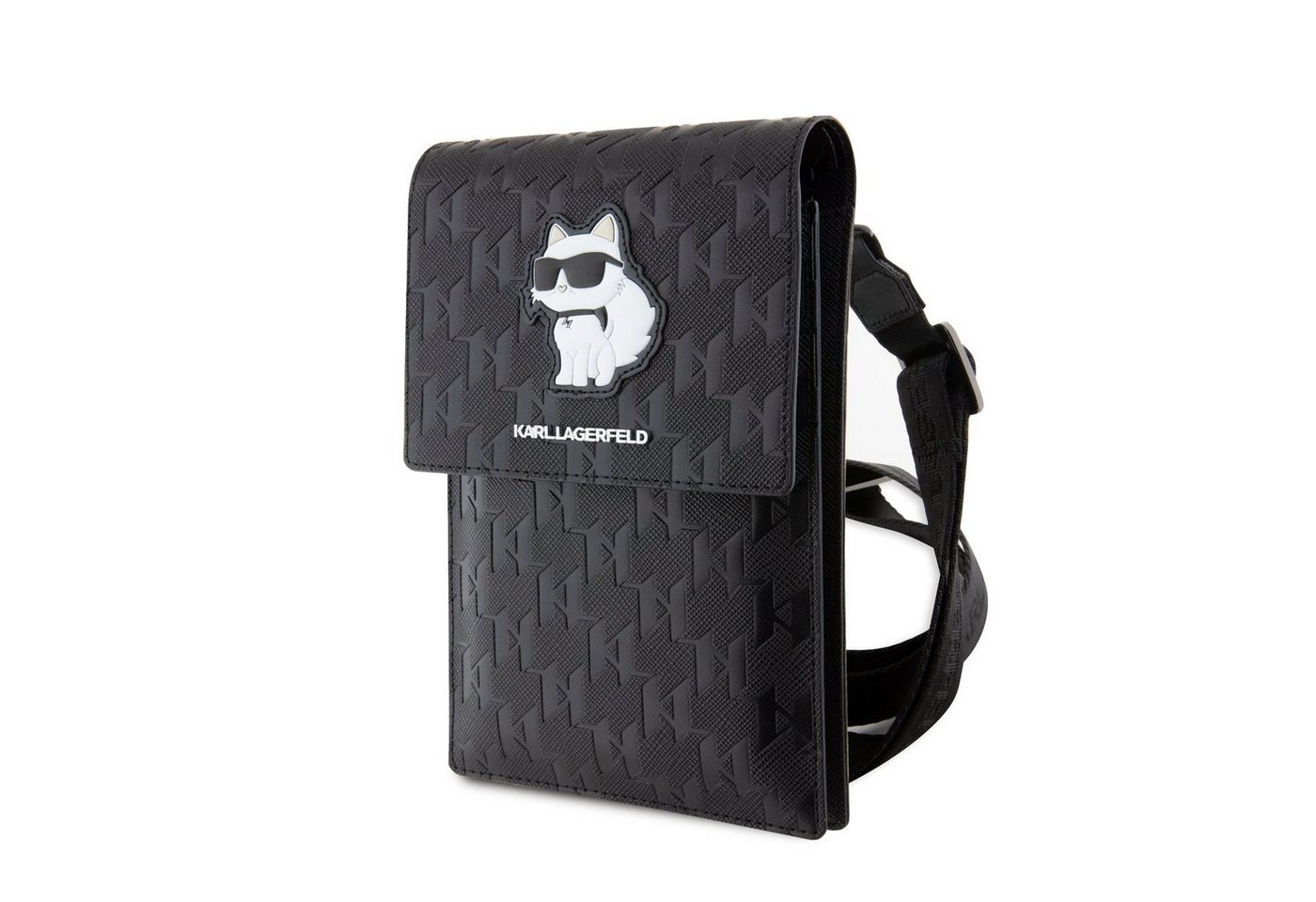 KARL LAGERFELD Handyhülle Karl Lagerfeld Saffiano Monogram Wallet Phone Bag Choupette NFT schwar von KARL LAGERFELD