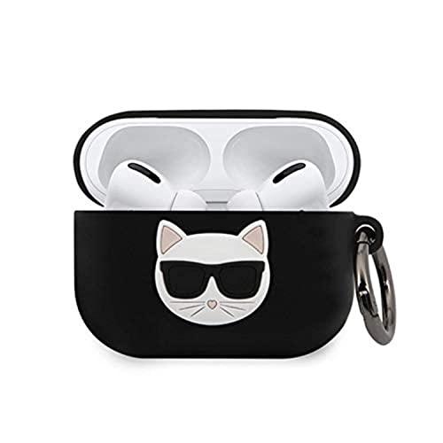 Karl Lagerfeld KLACAPSILCHBK Abdeckung schützt die Dockingstation für drahtlose Kopfhörer AirPods Pro shwarz Silicone Choupette von KARL LAGERFELD