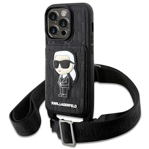 Karl Lagerfeld KLHCP14LCSAKHPKK hülle für iPhone14 Pro 6.1" hardcase Schwarz Crossbody Saffiano Monogram Ikonik von KARL LAGERFELD