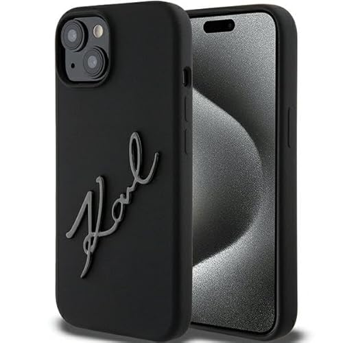 Karl Lagerfeld KLHCP15SSKSBMCK Hülle für iPhone 15 6.1" Schwarz hardcase Silicone Karl Script von KARL LAGERFELD