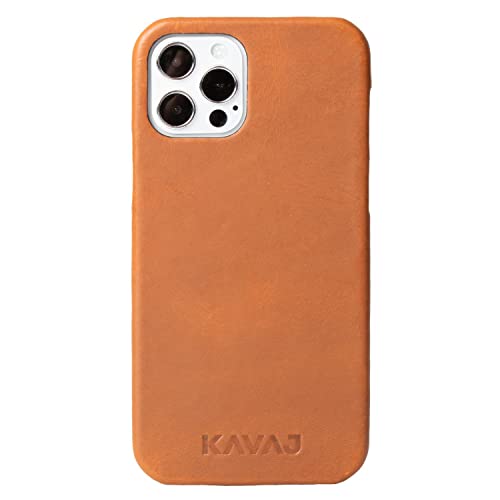 KAVAJ Lederhülle für iPhone 12 Pro 6.1 Boston Cognac-Braun, Smartphone Hülle, echtes Leder, ultradünne leichte Hülle, Smartphone-Schutzhülle von KAVAJ