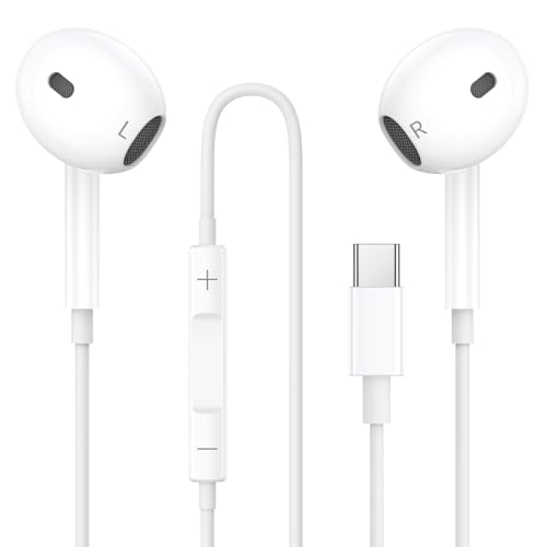 Kabelkopfhörer für iPhone 15, USB C Kopfhörer mit Kabel In Ear Kopfhörer mit Mikrofon und HiFi Stereo Ohrhörer Kompatibel mit iPhone 15 Pro/15 Plus/15 ProMax/iPad Pro/Air/Mini/Samsung S24 S23 S22 S21 von KAXIFEI