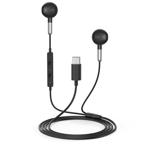 USB C Kopfhörer für iPhone 16 Pro Max, In-Ear Kopfhörer mit Kabel Typ C Kabelgebundene mit Mikrofon und Lautstärkeregler für iPhone 15 16, Samsung S24 S23 S22 Plus Ultra, A55/Note 20/10/Oneplus/Google von KAXIFEI