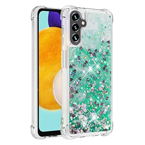 KBIKO-zxl Kompatibel mit Glitzer Hülle für Samsung Galaxy A13 5G Handyhülle TPU Silikon Cover Galaxy A13 5G Erhöhte Kanten Flüssigkeit Treibsand Schutzhülle für Galaxy A13 5G.Green YBL von KBIKO-zxl