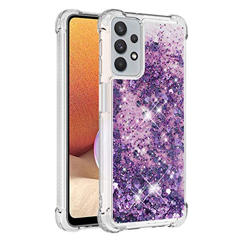 KBIKO-zxl Kompatibel mit Hülle Samsung Galaxy A32 5G Glitzer Handyhülle, Glitter Flüssig Treibsand Case Silikon TPU Bumper Schutzhülle Mädchen Frauen Hülle für Galaxy A32 5G.Purple YBL von KBIKO-zxl