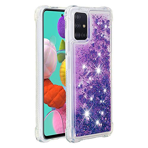 KBIKO-zxl Kompatibel mit Hülle Samsung Galaxy A41 Glitzer Handyhülle, Glitter Flüssig Treibsand Case Weich Silikon TPU Bumper Schutzhülle Mädchen Frauen Hülle für Galaxy A41.Purple YBL von KBIKO-zxl